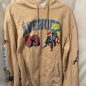 Marvel Avengers 63 Beige Hoodie Captain America Black Widow Size L